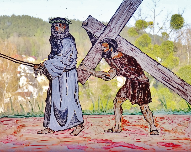 5. Šimon pomáhá Ježíši nést kříž 